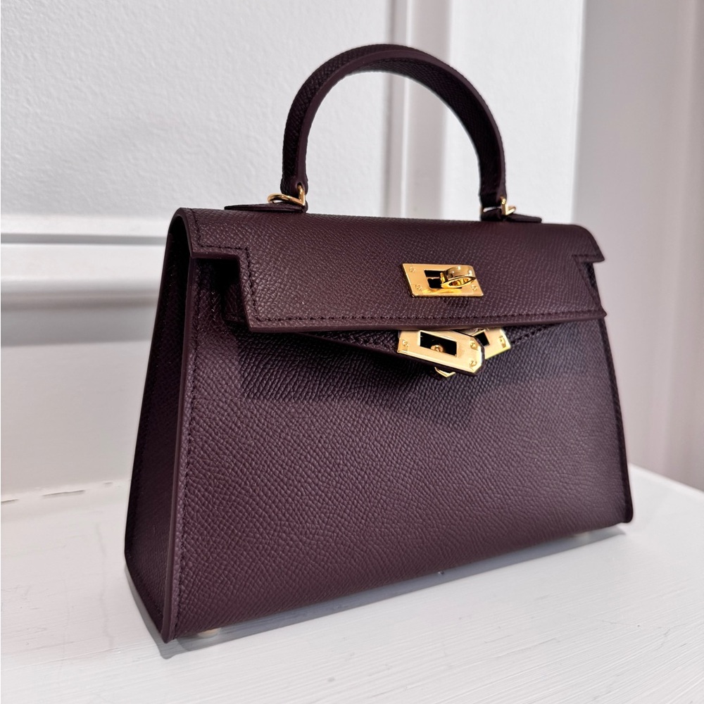 19CM Classic Epsom Top Handle Mini Bag - Oxblood